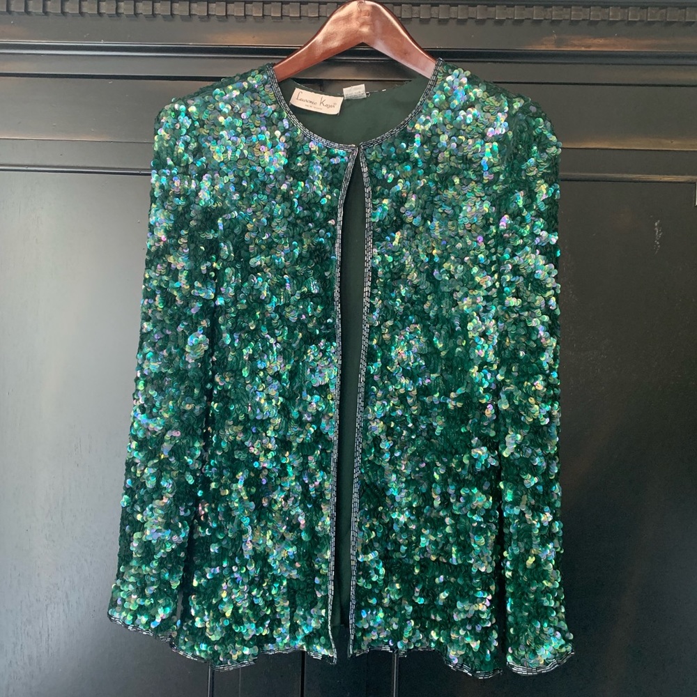 Laurence Kazar Sequin Blazer | Emerald Green